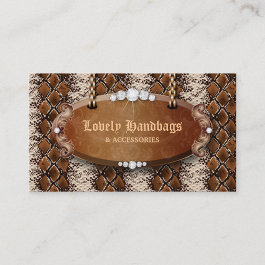 ファッションのハンドバッグの財布の革Snakeskinブラウン 名刺 (正面)