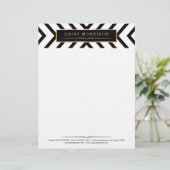 ファッションの上品な金ゴールドの白黒のストライプパターン レターヘッド (スタンド正面)