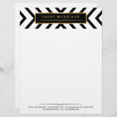 ファッションの上品な金ゴールドの白黒のストライプパターン レターヘッド (正面/裏面)