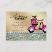 ファッションの個人的な買物客のジュエリーの金ゴールドのティール（緑がかった色）のグリッター 名刺 (裏面)