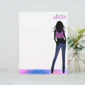 ファッションの女の子のブルージーンズのレターヘッドテンプレート レターヘッド (スタンド正面)