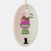 ファッションの女の子ラデンとクリスマスパッケージ セラミックオーナメント (右)