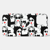 ファッションの女の子、モデル、サングラス、ヴィンテージパターン。 Case-Mate iPhoneケース (裏面 (横))