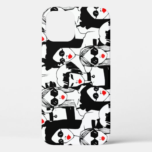 ファッションの女の子、モデル、サングラス、ヴィンテージパターン。 Case-Mate iPhoneケース (裏面)
