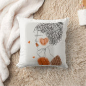 ファッションの女性:黒い線(グラフィック) クッション (ブランケット)