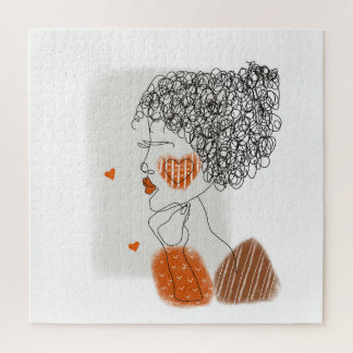 ファッションの女性：黒い線（グラフィック） ジグソーパズル