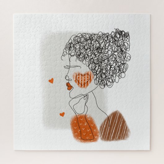 ファッションの女性:黒い線(グラフィック) ジグソーパズル (縦)