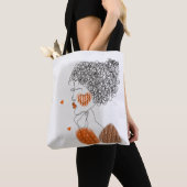 ファッションの女性:黒い線(グラフィック) トートバッグ (クローズアップ)