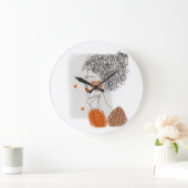 ファッションの女性：黒い線（グラフィック） ラージ壁時計 (ホーム)