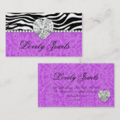 ファッションの宝石のハートのヒョウのシマウマのレースの紫色 名刺 (正面/裏面)