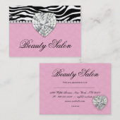 ファッションの宝石の真珠のシマウマのレースのピンクのアポイントメント 予約カード (正面/裏面)