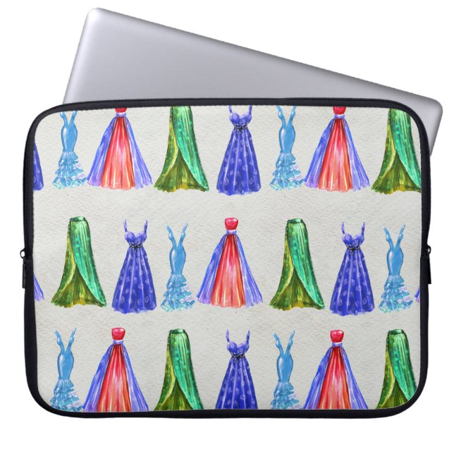 ファッションの水色、手で描かれたドレスパターン。 ラップトップスリーブ (正面)