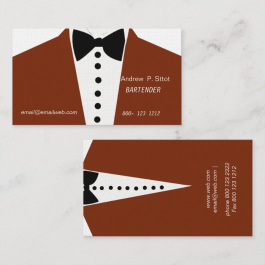 ファッションの準正装のイベントのタキシードのスーツのエレガントなモダン 名刺 (正面/裏面)