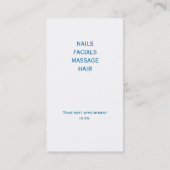 ファッションの王冠のサロンのスパのデニムの青 予約カード (裏面)