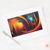 ファッションの美しい街のカラフルアートサン 長方形シール (封筒)