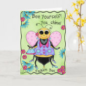 ファッションの蜂の風変わりな蜂蜜の蜂の芸術のハッピーバースデー カード (黄色い花)