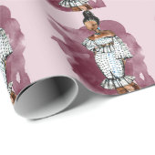 ファッションの誕生日の用品類のスケッチの魅力の花型女性歌手 ラッピングペーパー (ロールコーナー)