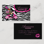 ファッションの財布のジュエリーのショッキングピンクの黒のシマウマの唇 名刺 (正面/裏面)