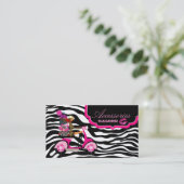 ファッションの財布のジュエリーのショッキングピンクの黒のシマウマの唇 名刺 (スタンド正面)