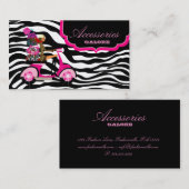 ファッションの財布のジュエリーのショッキングピンクの黒のシマウマ 名刺 (正面/裏面)