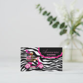 ファッションの財布のジュエリーのショッキングピンクの黒のシマウマ 名刺 (スタンド正面)