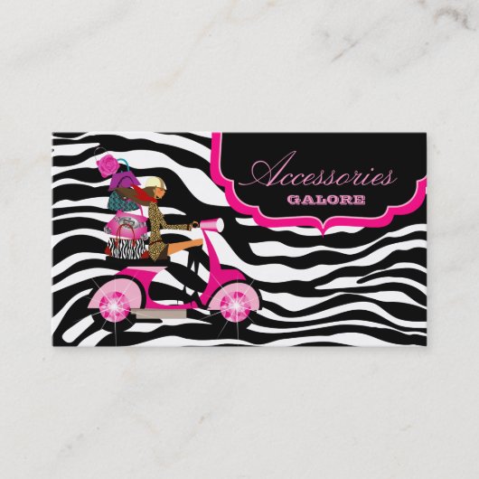 ファッションの財布のジュエリーのショッキングピンクの黒のシマウマ 名刺 (正面)