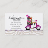 ファッションの財布のジュエリーの紫色のシマウマ 名刺 (裏面)