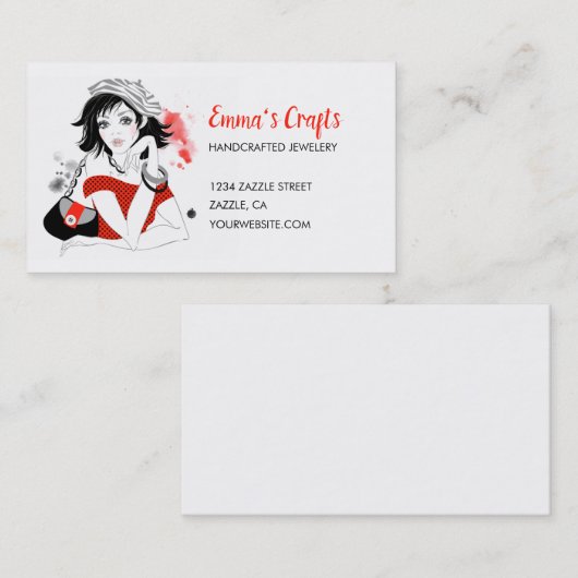 ファッションの赤 名刺 (正面/裏面)