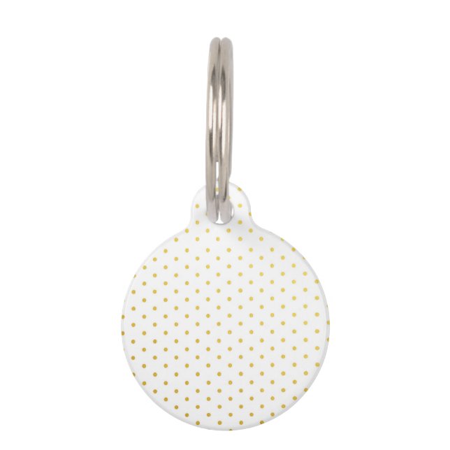 ファッションの金ゴールドの水玉模様 ペット　ネームタグ (正面)