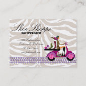 ファッションの靴のジュエリーのシマウマの紫色の孔雀 名刺 (裏面)