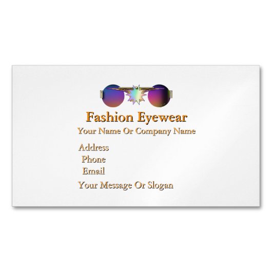 ファッションアイウェアホワイト マグネット名刺 (正面)