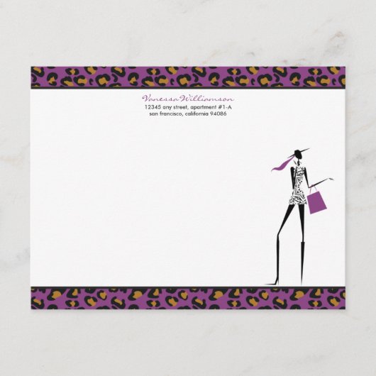 ファッションアカスタムイコンフラットノートカード（紫） ノートカード (正面)