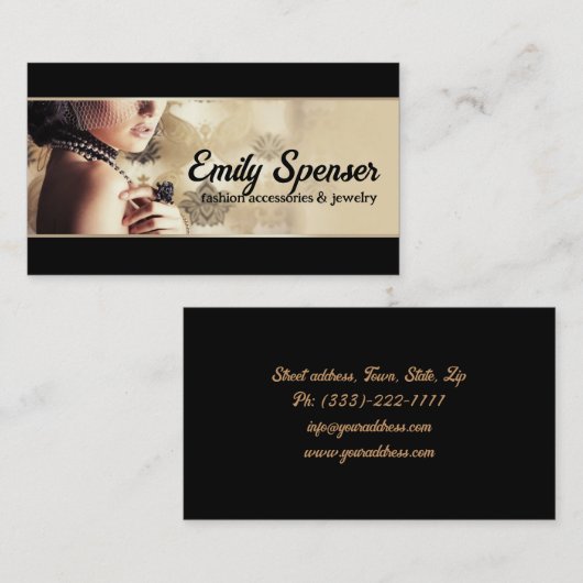 ファッションアクセサリおよびジュエリー名刺 名刺 (正面/裏面)