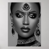 ファッションアフリカ白黒宝石商の女性 ポスター (正面)