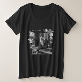 ファッションアートガールブラックアンドグレービューティフル#2 プラスサイズTシャツ