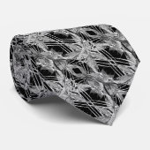 ファッションアート – 黒い灰色 – 白ユニーク文字 ネクタイ (ロール)