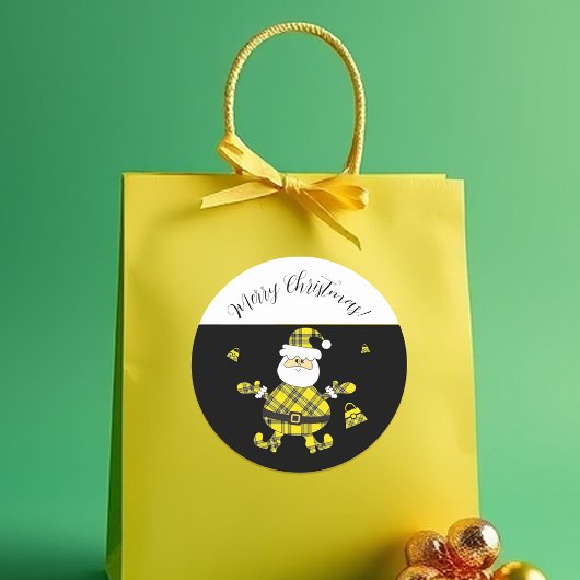 ファッションイエロータータンチェックサンタと財布 ラウンドシール