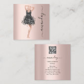 ファッションイベントショップバラブラックドレスQRコード スクエア名刺 (正面/裏面)