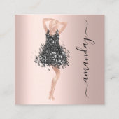 ファッションイベントショップバラブラックドレスQRコード スクエア名刺 (正面)