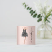 ファッションイベントショップバラブラックドレスQRコード スクエア名刺 (スタンド正面)