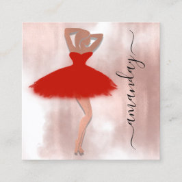 ファッションイベントショップバラレッドドレスQRコードホワイト スクエア名刺