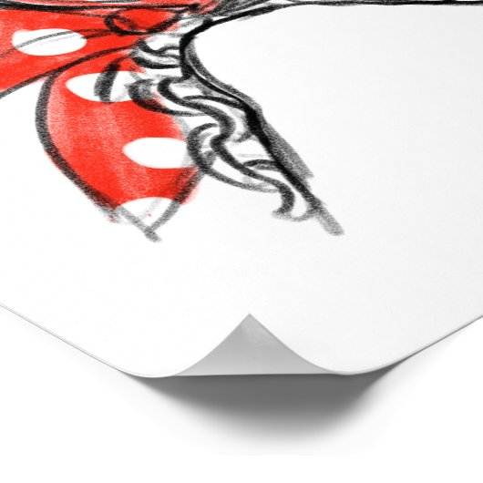 ファッションイラストレーションの赤肩女性 ポスター (角)