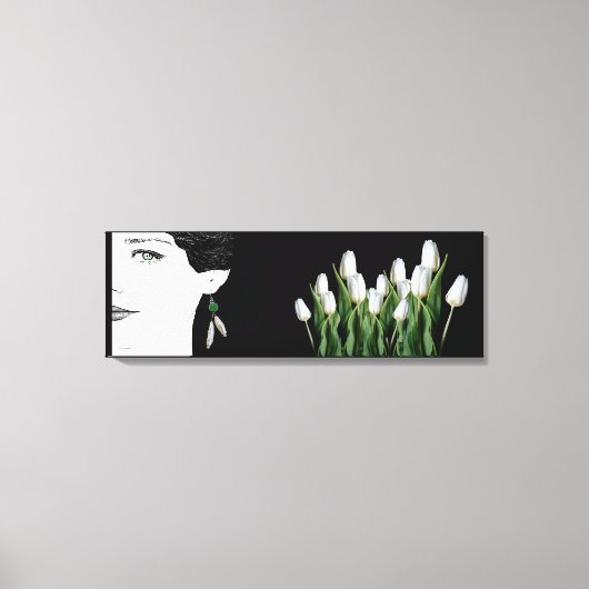 ファッションイラストレーション女子顔かわいらしフローラ キャンバスプリント (正面)