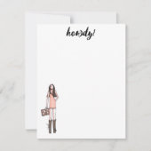 ファッションイラストレーション女性のカーボーイカード ノートカード (正面)
