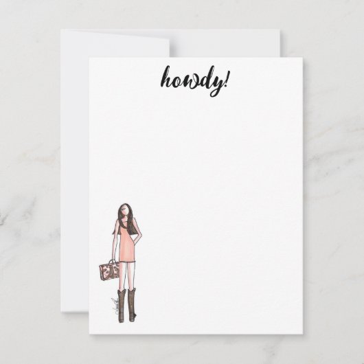 ファッションイラストレーション女性のカーボーイカード ノートカード (正面)
