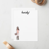 ファッションイラストレーション女性のカーボーイカード ノートカード (正面/裏面インサイチュ)