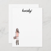 ファッションイラストレーション女性のカーボーイカード ノートカード (正面/裏面)