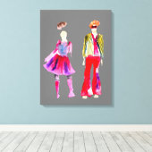 ファッションイラストレーション姿アートウォーター色 キャンバスプリント (インサイチュ (ウッドフロア))