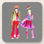 ファッションイラストレーション姿アートウォーター色 コースター (正面)