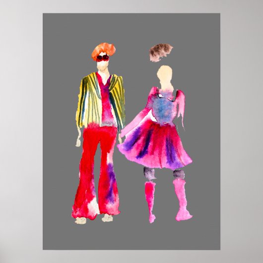 ファッションイラストレーション姿アートウォーター色 ポスター (正面)
